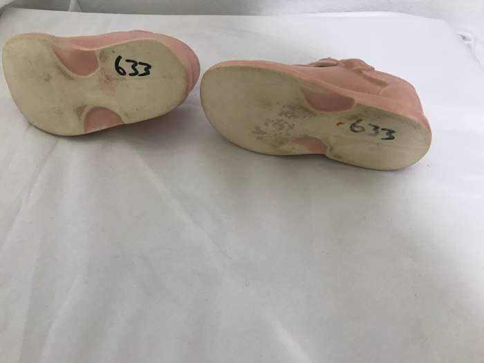 Miniature Pair of Pink Bisque Shoes Doll House Collectibles