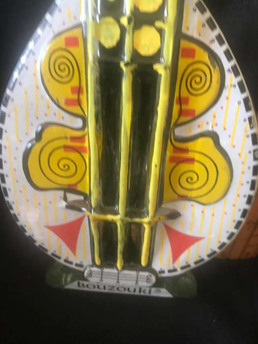 1969 Bouzouki Greek Mandolin Decanter 12" Glass Bottle