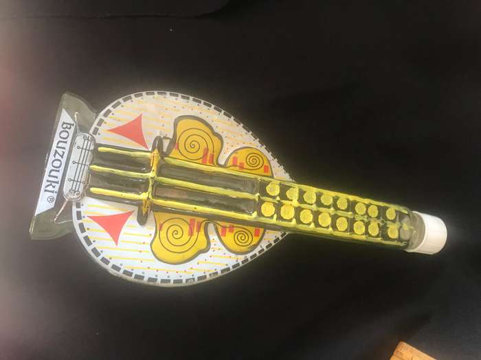 1969 Bouzouki Greek Mandolin Decanter 12" Glass Bottle