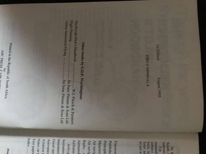 The Helicopter Pilot's Handbook  1st edition August 1995 By: Worthington, Dave and Piggott, Keith