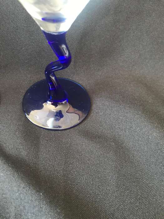 2 Vintage Martini Glasses. Blue Squiggle Stem Cocktail Glasses. Cocktail Party Glasses. Entertaining