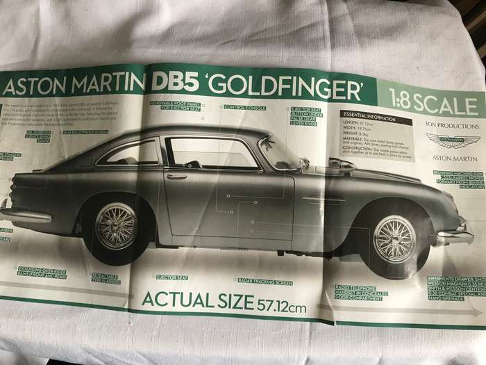 Aston Martin DB5 Goldfinger 1:8 scale Poster 63cm wide and 27cm high
