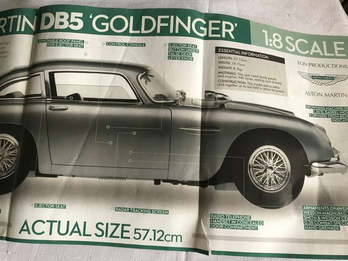 Aston Martin DB5 Goldfinger 1:8 scale Poster 63cm wide and 27cm high