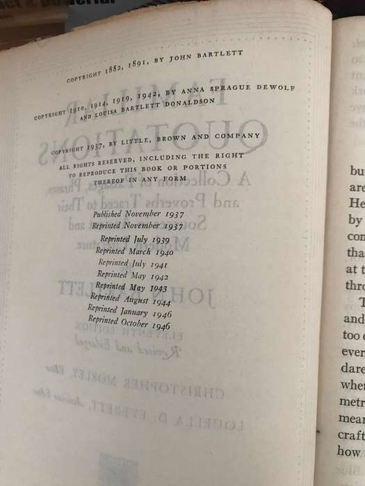 Familiar Quotations 1946 John Bartlett 11th edition