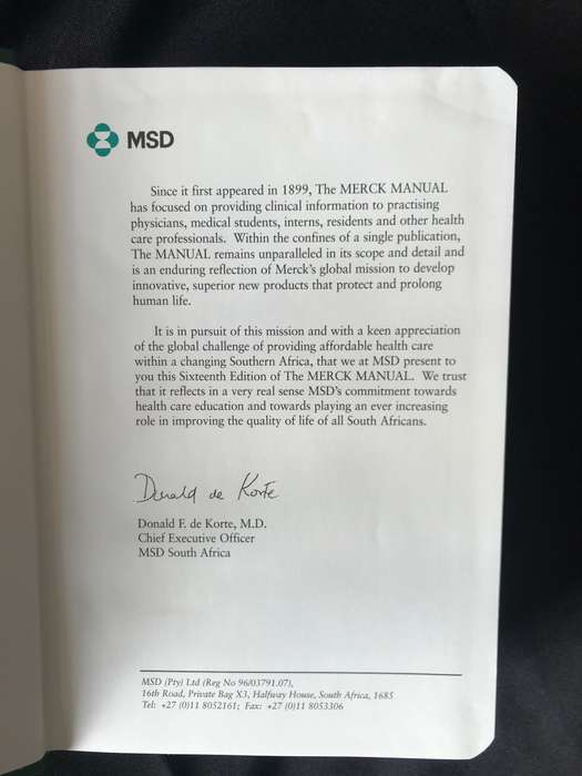 The Merck Manual 15th ed 1987 and 16th edition 1992