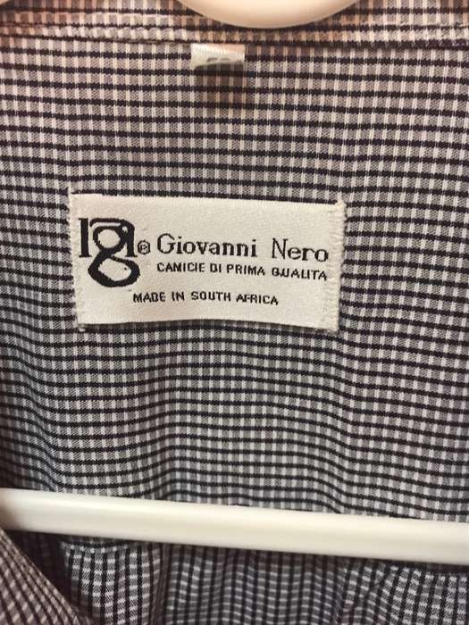 Giovani Nero Shirt Mens Long Sleeve Check Black size 50