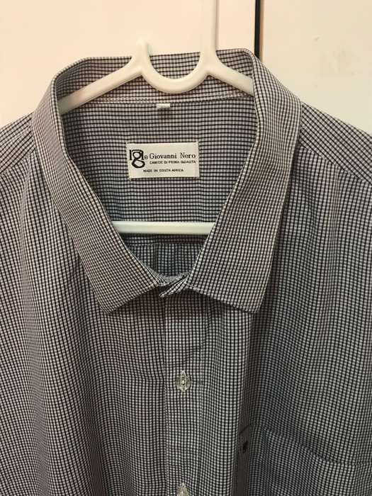 Giovani Nero Shirt Mens Long Sleeve Check Black size 50