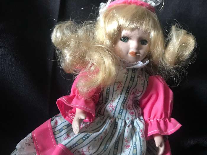 Porcelain doll blonde hair small