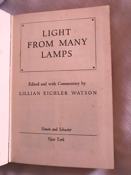 Light from Many Lamps Hardcover   by Lillian Eichler Watson