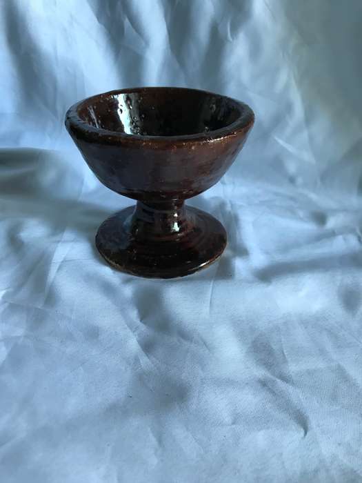 Ceramic Goblets Glazed Brown Set of Four Porcelain Pottery