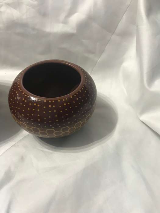 Tribal Clay Pots Ceramic with Tribe Patterns Three Variants Two pots