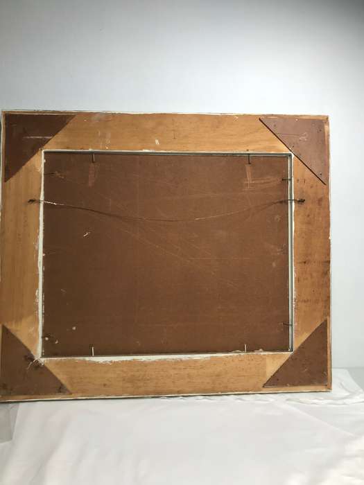 Oil Painting on Board Vineyard Man Mountain Sky Landscape frame 68cm x 59cm MID 20th Century