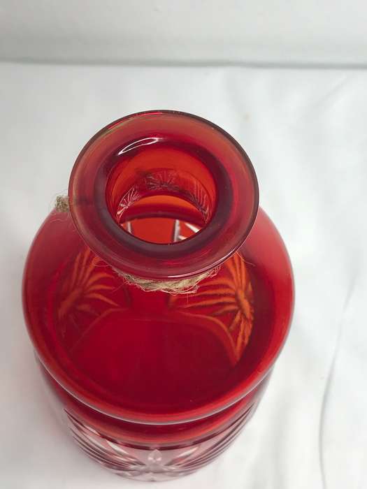 Crystal Cut Decanter Red Cranberry Lead