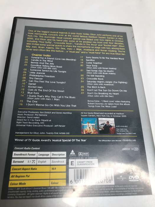 Elton John DVD One Night only Greatest Hits