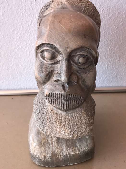 African Bust Soap Stone Male Hand Made