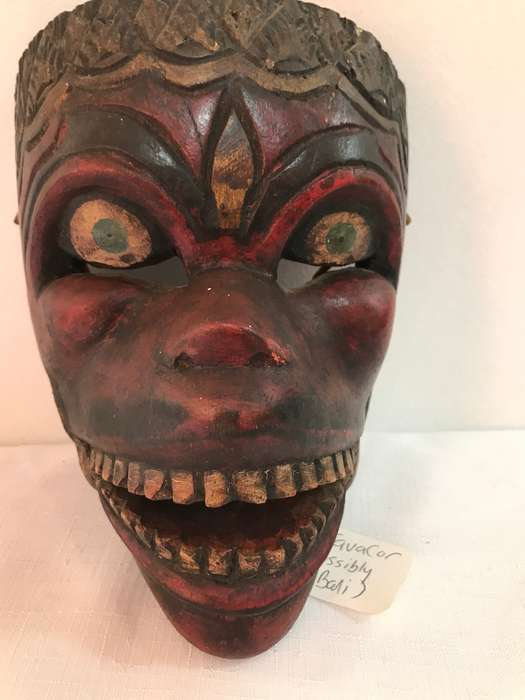 Garut Java Red Face Mask Wood Vintage Indonesia Early to Mid Twentieth Century