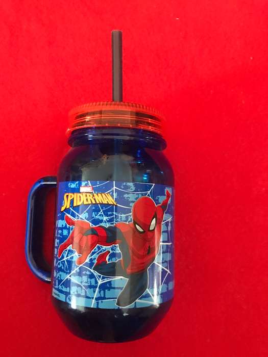 Spiderman 400ml Mason Jar Tumbler Cup With Straw