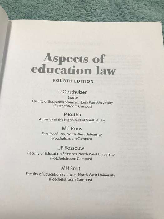 Aspects of education law Author/s: Oosthuizen IJ, Smit MH 4th edition