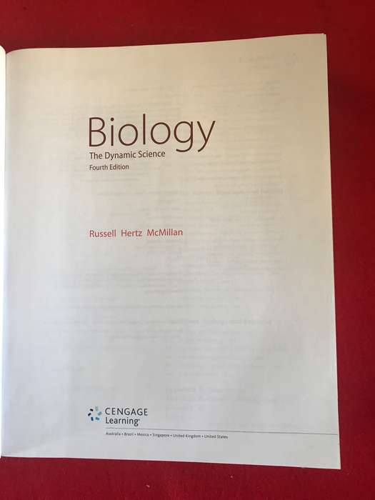 Biology the dynamic science 4th edition Russel Hertz Mcmillan