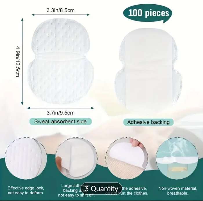 100pcs Disposable Armpit Sweat Absorbing Pads