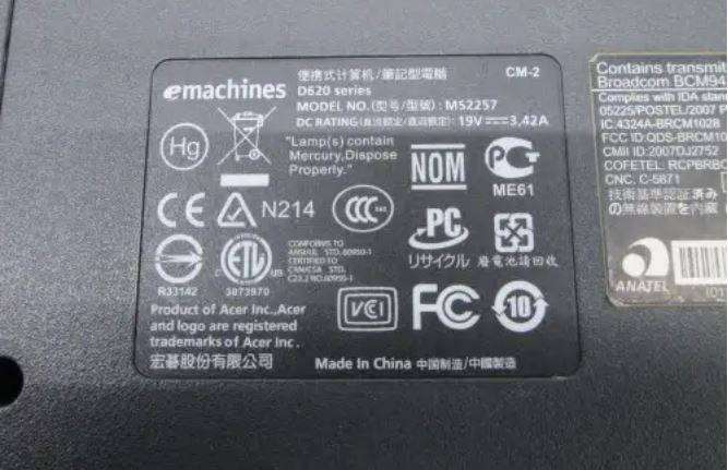 Acer eMachines D620 Series Bottom Base Cover 60-4BC04-001