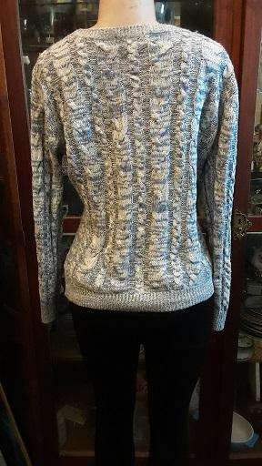 Blue and White Knitwear Jersey Top Size Large