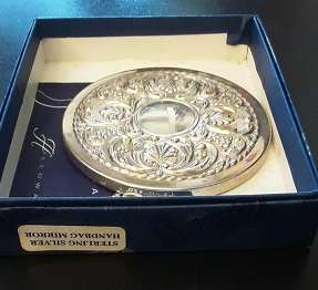 Carrs sheffield England Sterling Silver Handbag Mirror 7.5 cm - 58.7 gram
