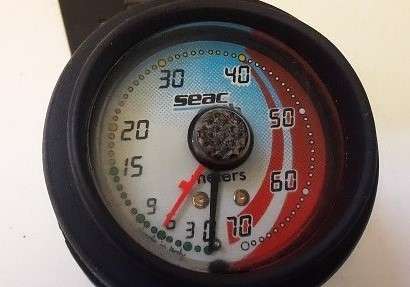 Seac Sub Diving Depth Pressure Guage 0 - 70m made in Italy