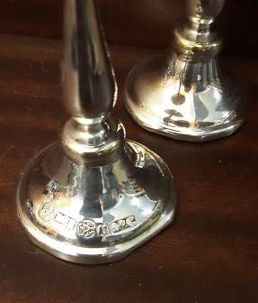 Pair Silver Plated Candlestick Holders  12 cm