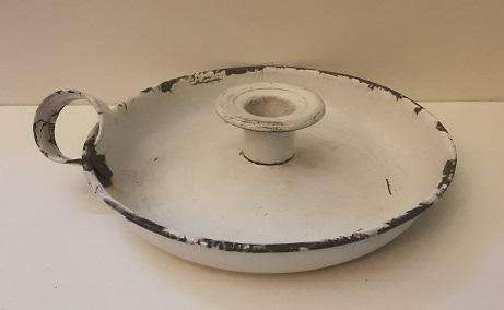Vintage Enamel Candlestick Holder 17 cm