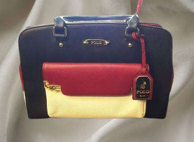 Polo Handbag , black , red and white 36 cm x 26 cm