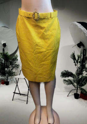Yellow Linen Skirt Size 36