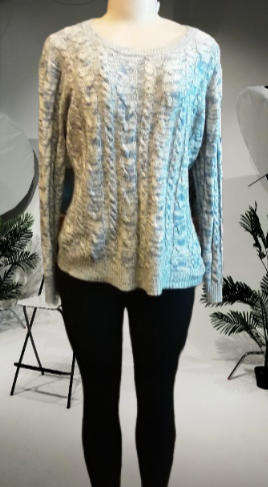 Blue and White Knitwear Jersey Top Size Large