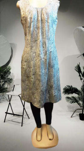 Jane Langford Grey and White Dress with back zip Label Size 38