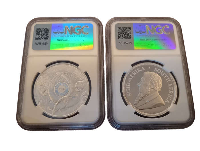 2023 Silver Buffalo and Silver Krugerrand Privy Stunning 2 Coin Set Graded PF 70 NGC