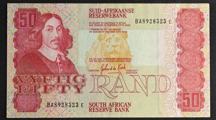 1984 South Africa Reserve Bank R50 PMG Graded 35 Choice Very Fine
