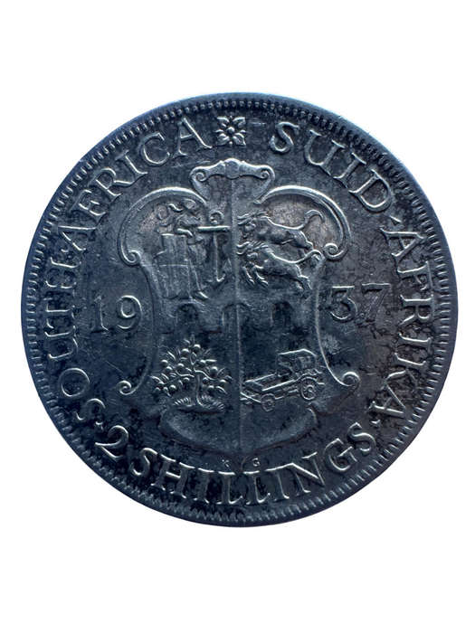 1937 South Africa Union Silver 2 Shillings