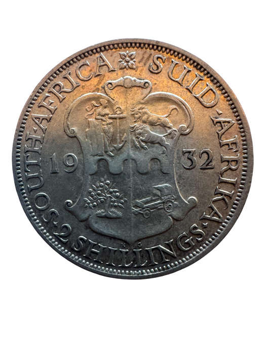 1932 South Africa Union 2 Shillings Silver Florin -  George V