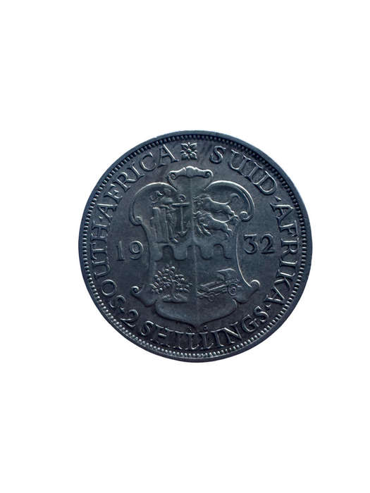 1932 South Africa Union 2 Shillings Silver Florin -  George V