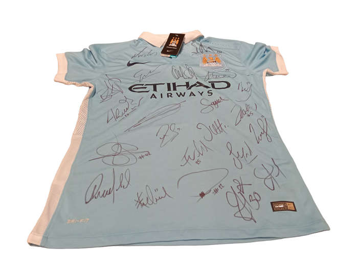 Autographed Football Jersey Manchester City 2016 Home Jersey Hand Signed By Most First Team Stars