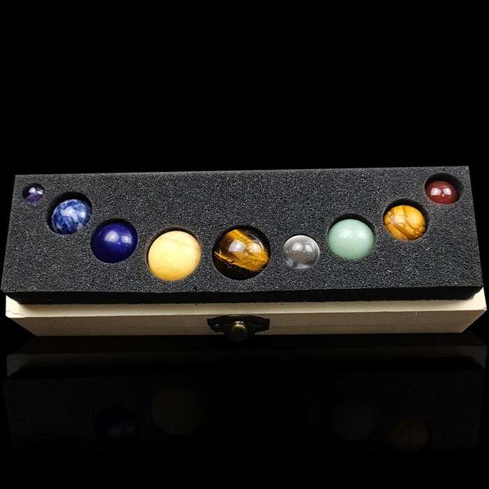 Deluxe Solar System Crystal Collection - 9 Planets Natural Stone Set, for Galaxy & Universe Themed