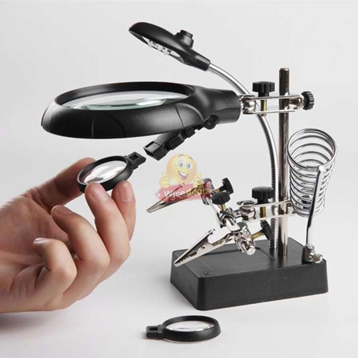 5 LED Auxiliary Clip Magnifier Soldering Stand with AC/DC Interchangeable