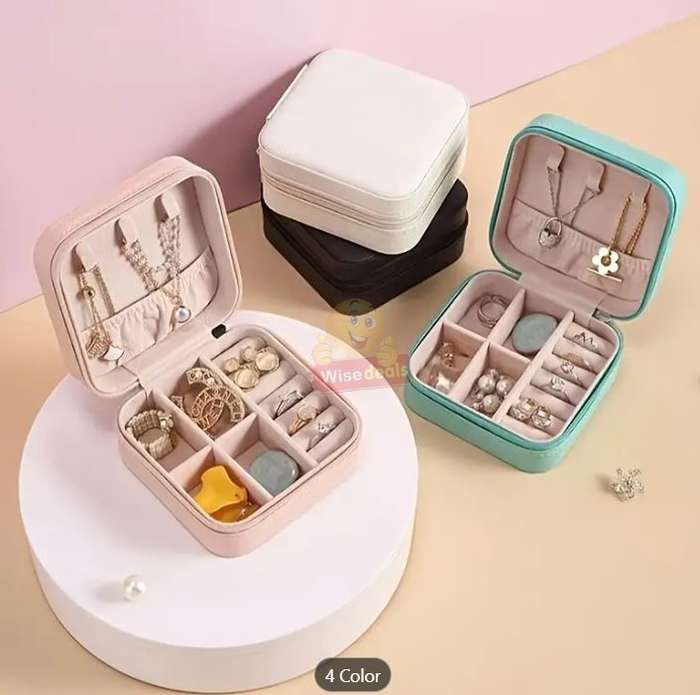 Leather Jewellery Zipper Storage Box in different colours