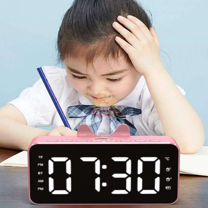 LCD Mirror Alarm clock with TF BLUETOOTH speaker, FM radio, and thermometer