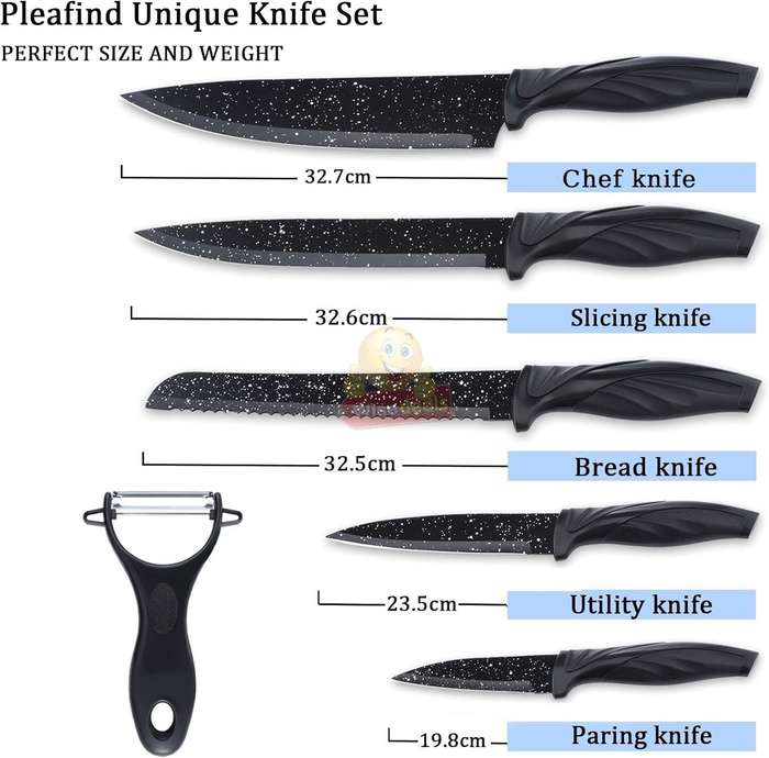 6 Piece Carbon Stainless Steel Knife Set, Perfect for slicing, Chopping, Carving...