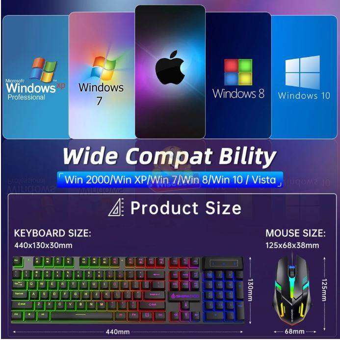 LED Gaming Keyboard and Mouse Set