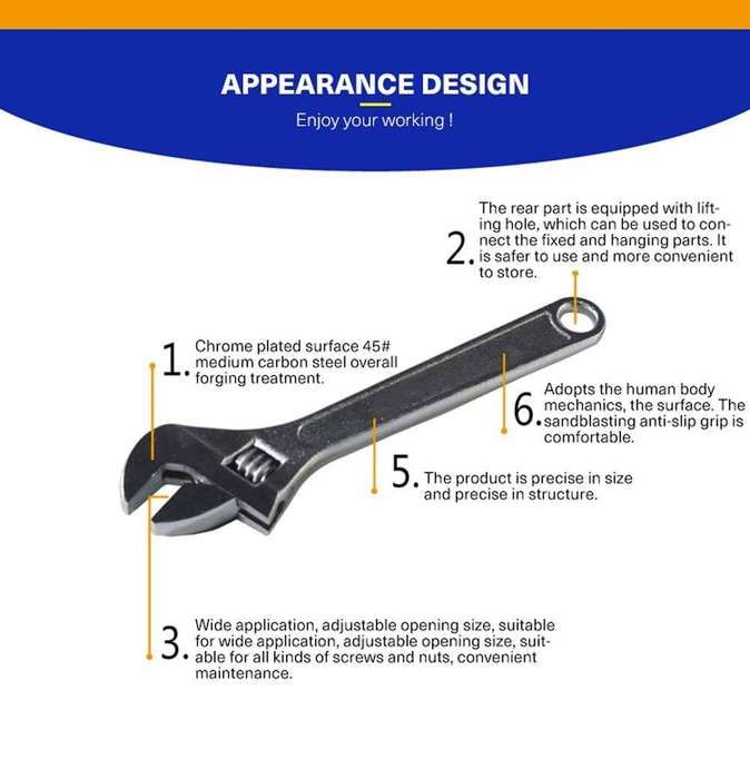 6 150mm Adjustable Wrench