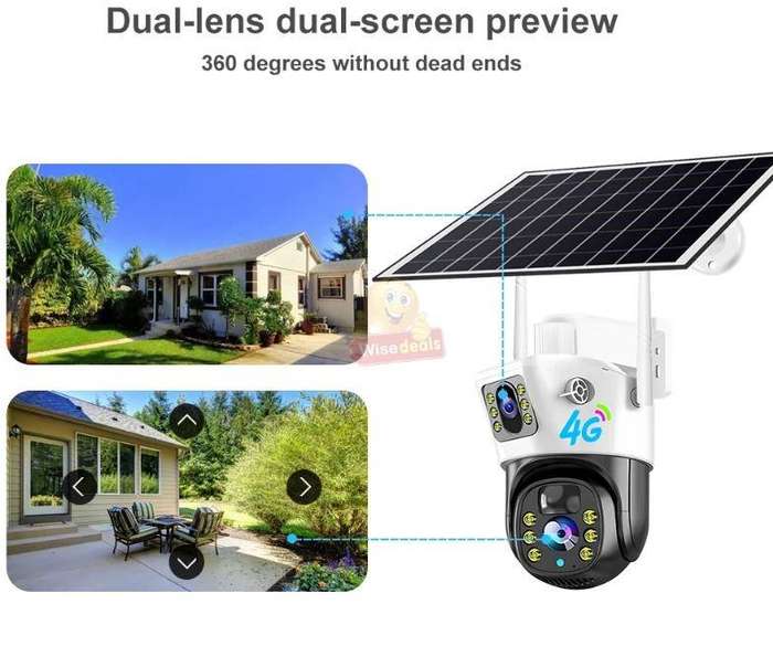 SOLAR Dual Lens & Dual Screen PTZ IP 4G Sim Card Camera