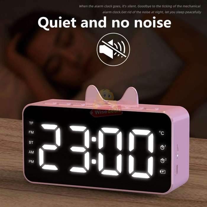 LCD Mirror Alarm clock with TF BLUETOOTH speaker, FM radio, and thermometer