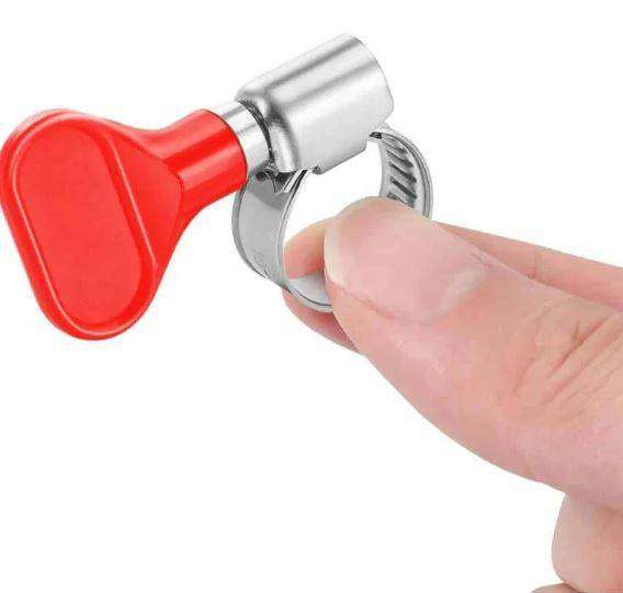 10 Pack Adjustable Stainless Steel Hose Clamp with Red Butterfly Key